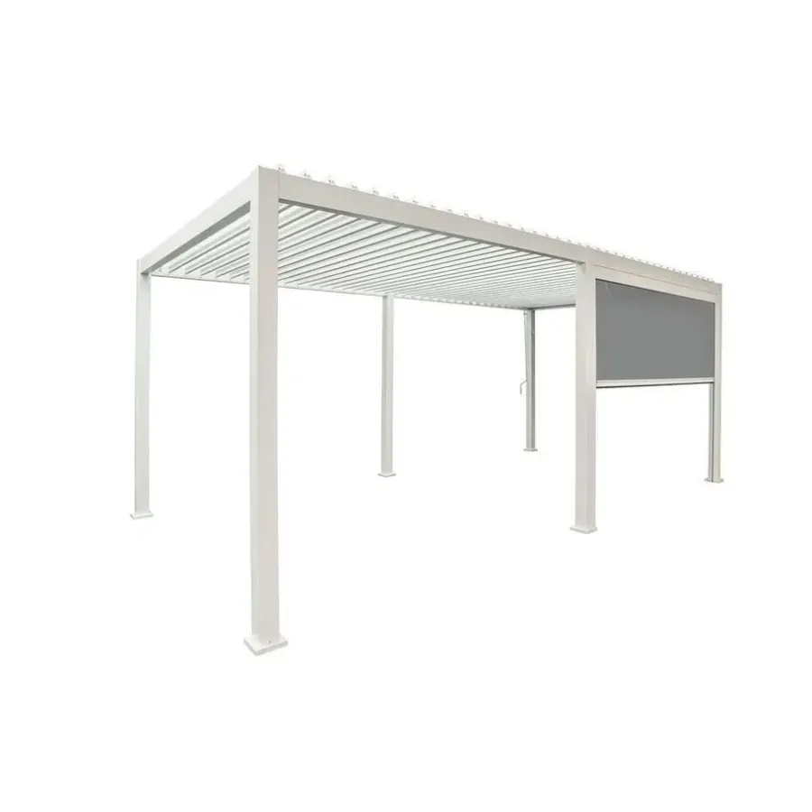 Terrasoverkappingen-Mirador pull down zijscherm 4M windscherm wit