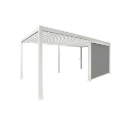 Terrasoverkappingen-Mirador pull down zijscherm 4M windscherm wit