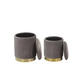Poefen-Beliani MIRAMAR - Poef - Grijs - 35/31 cm - Fluweel