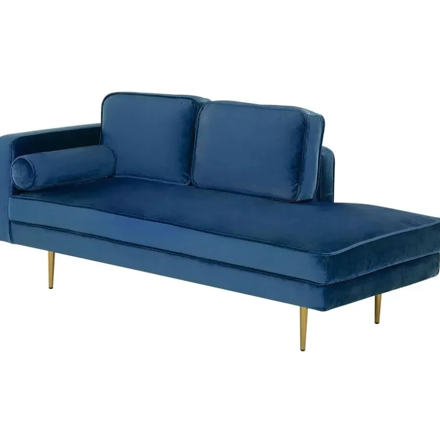 Loveseats-Beliani MIRAMAS - Chaise longue - Blauw - Linkerzijde - Fluweel