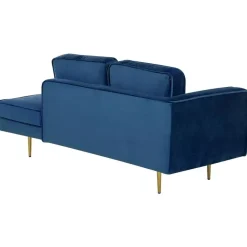 Loveseats-Beliani MIRAMAS - Chaise longue - Blauw - Linkerzijde - Fluweel