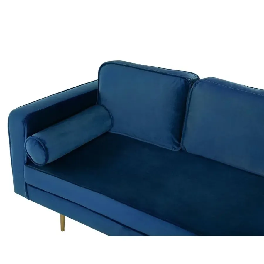 Loveseats-Beliani MIRAMAS - Chaise longue - Blauw - Linkerzijde - Fluweel