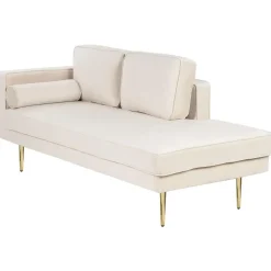 Loveseats-Beliani MIRAMAS - Chaise longue - Beige - Linkerzijde - Fluweel