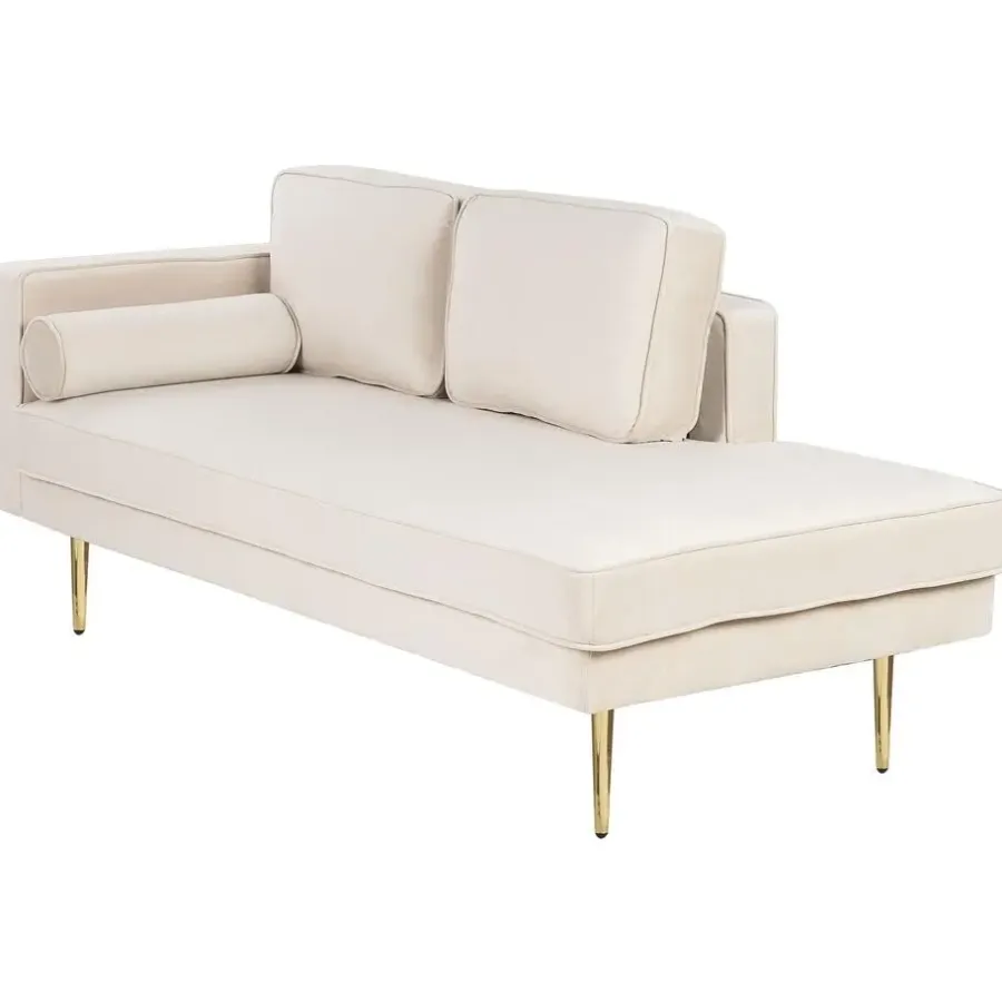 Loveseats-Beliani MIRAMAS - Chaise longue - Beige - Linkerzijde - Fluweel