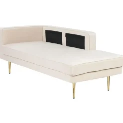 Loveseats-Beliani MIRAMAS - Chaise longue - Beige - Linkerzijde - Fluweel