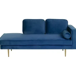 Loveseats-Beliani MIRAMAS - Chaise longue - Blauw - Rechterzijde - Fluweel