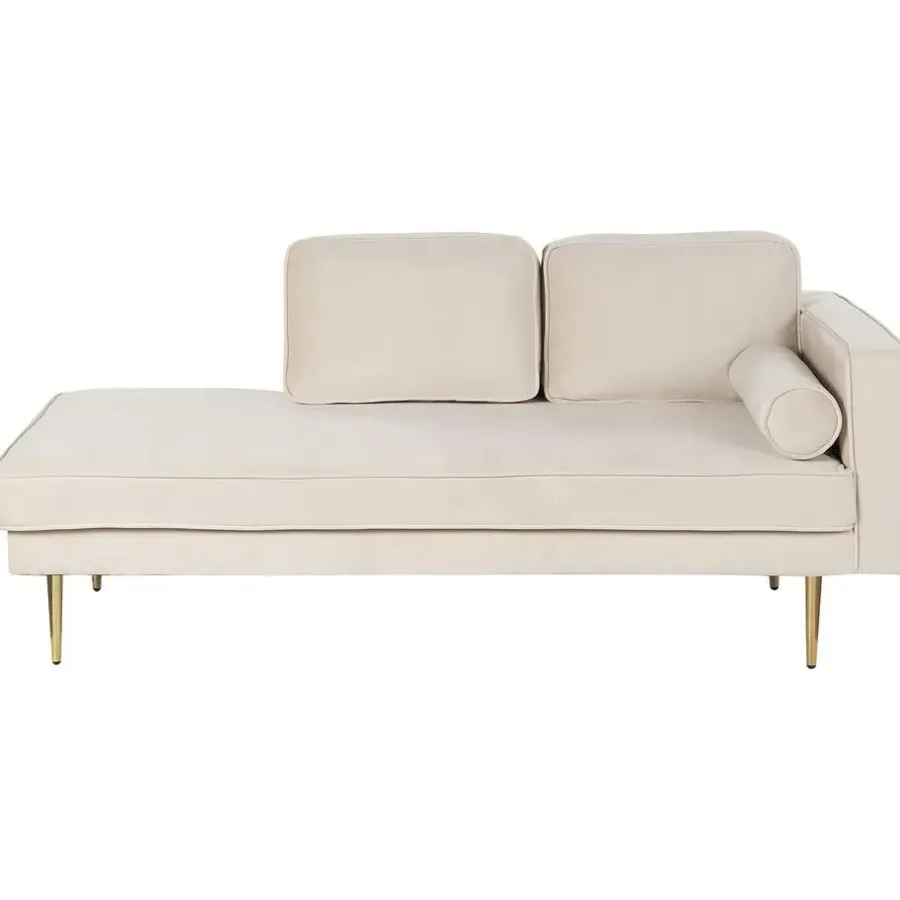 Beliani MIRAMAS - Chaise longue - Beige - Rechterzijde - Fluweel