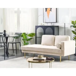 Beliani MIRAMAS - Chaise longue - Beige - Rechterzijde - Fluweel