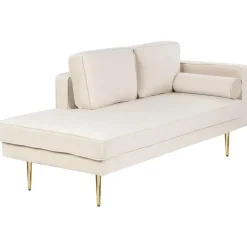 Beliani MIRAMAS - Chaise longue - Beige - Rechterzijde - Fluweel