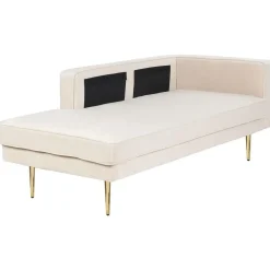 Beliani MIRAMAS - Chaise longue - Beige - Rechterzijde - Fluweel