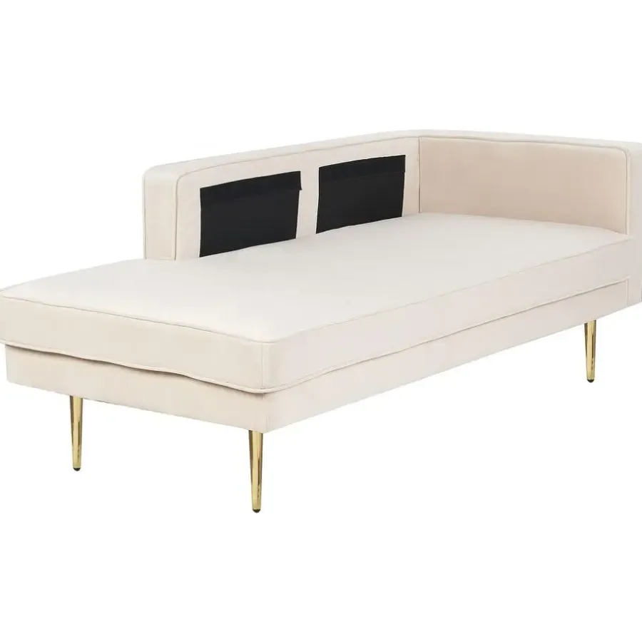 Beliani MIRAMAS - Chaise longue - Beige - Rechterzijde - Fluweel