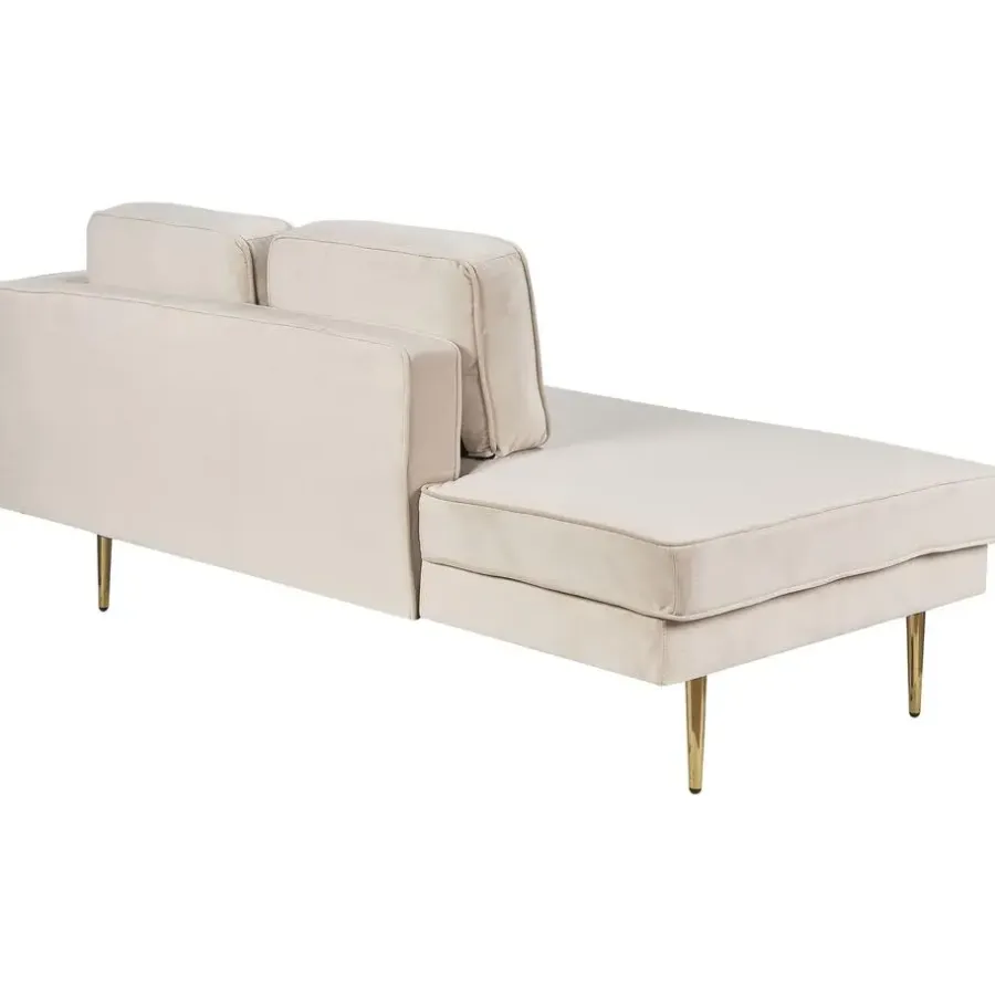 Beliani MIRAMAS - Chaise longue - Beige - Rechterzijde - Fluweel