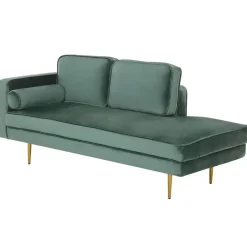 Beliani MIRAMAS - Chaise longue - Groen - Linkerzijde - Fluweel