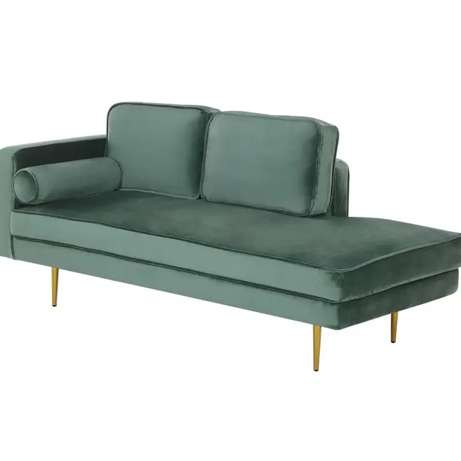 Beliani MIRAMAS - Chaise longue - Groen - Linkerzijde - Fluweel