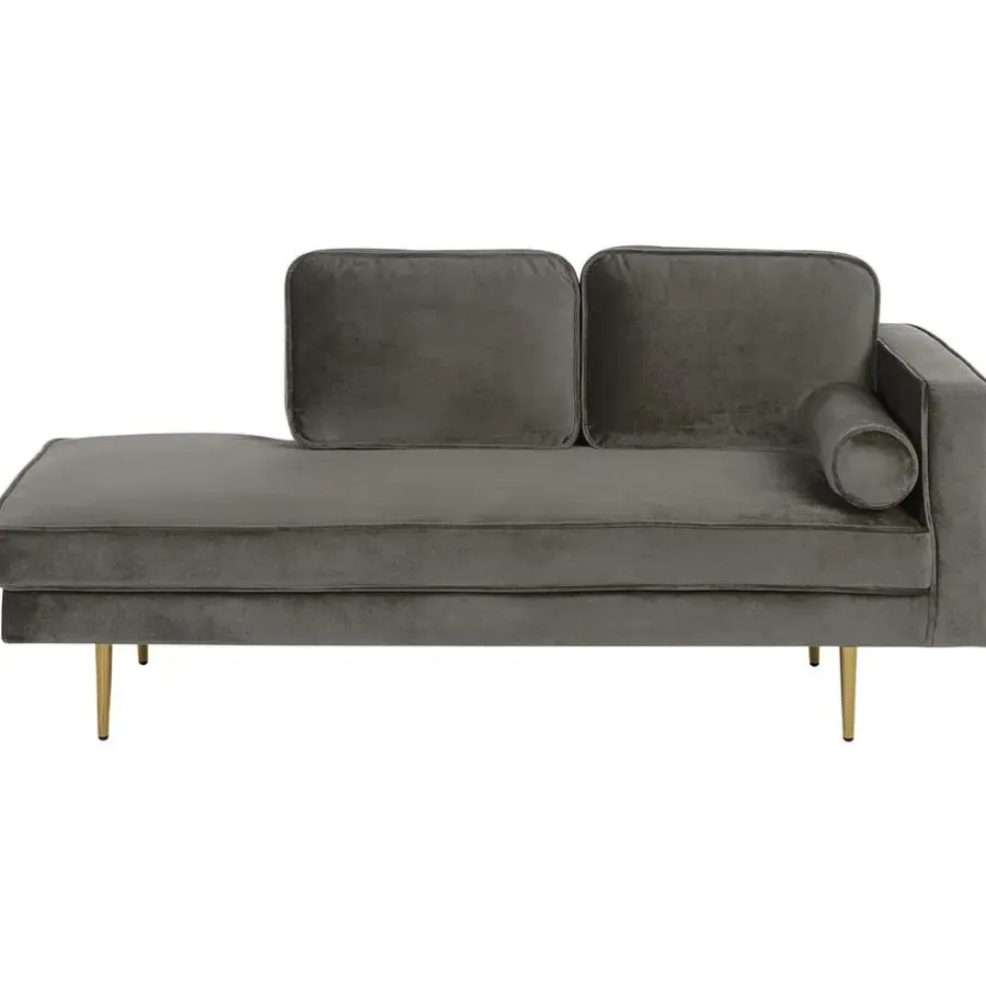 Loveseats-Beliani MIRAMAS - Chaise longue - Grijs - Rechterzijde - Fluweel