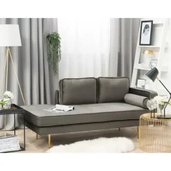 Loveseats-Beliani MIRAMAS - Chaise longue - Grijs - Rechterzijde - Fluweel