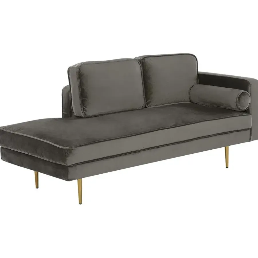 Loveseats-Beliani MIRAMAS - Chaise longue - Grijs - Rechterzijde - Fluweel