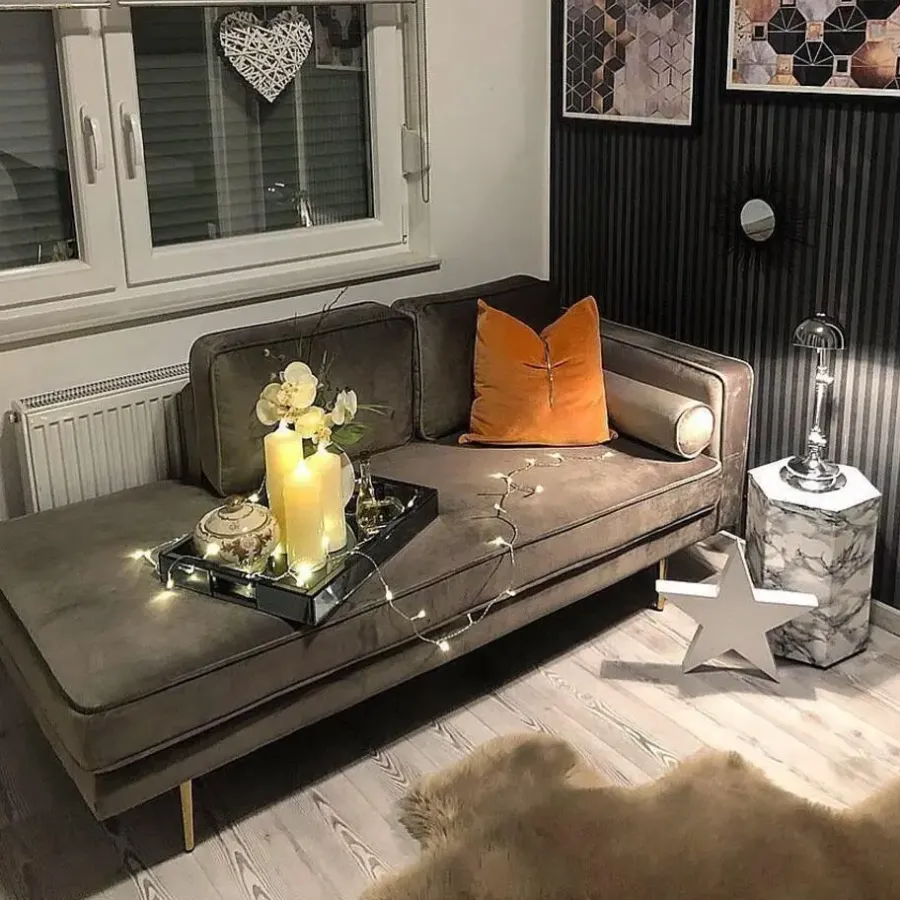 Loveseats-Beliani MIRAMAS - Chaise longue - Grijs - Rechterzijde - Fluweel