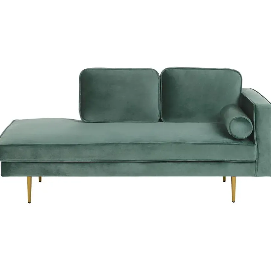 Loveseats-Beliani MIRAMAS - Chaise longue - Groen - Rechterzijde - Fluweel