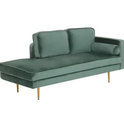 Loveseats-Beliani MIRAMAS - Chaise longue - Groen - Rechterzijde - Fluweel