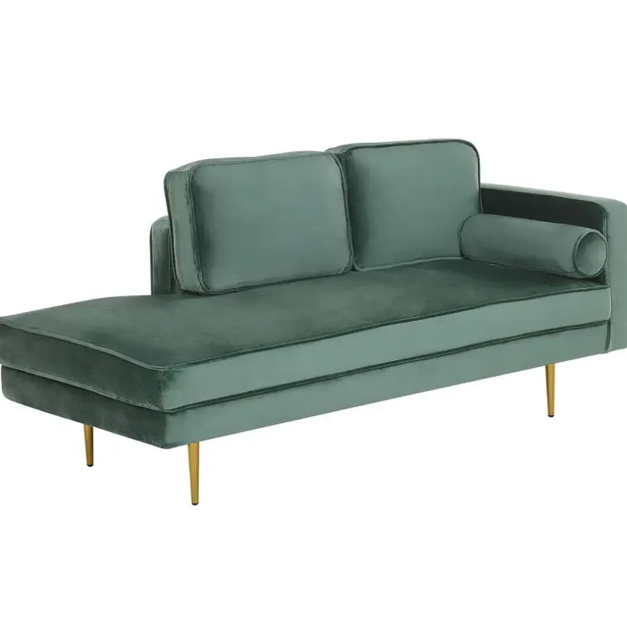 Loveseats-Beliani MIRAMAS - Chaise longue - Groen - Rechterzijde - Fluweel