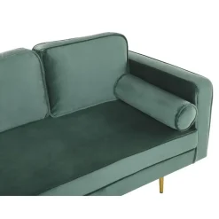 Loveseats-Beliani MIRAMAS - Chaise longue - Groen - Rechterzijde - Fluweel