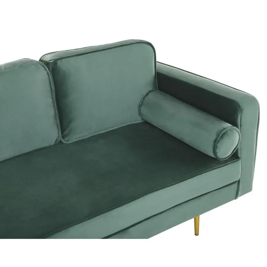 Loveseats-Beliani MIRAMAS - Chaise longue - Groen - Rechterzijde - Fluweel