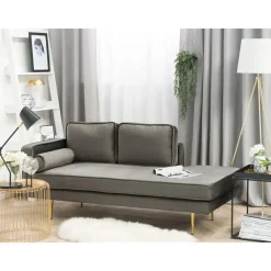 Beliani MIRAMAS - Chaise longue - Grijs - Linkerzijde - Fluweel
