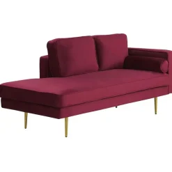 Loveseats-Beliani MIRAMAS - Chaise longue - Rood - Rechterzijde - Fluweel