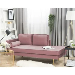 Beliani MIRAMAS - Chaise longue - Roze - Linkerzijde - Fluweel