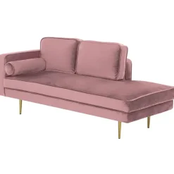 Beliani MIRAMAS - Chaise longue - Roze - Linkerzijde - Fluweel