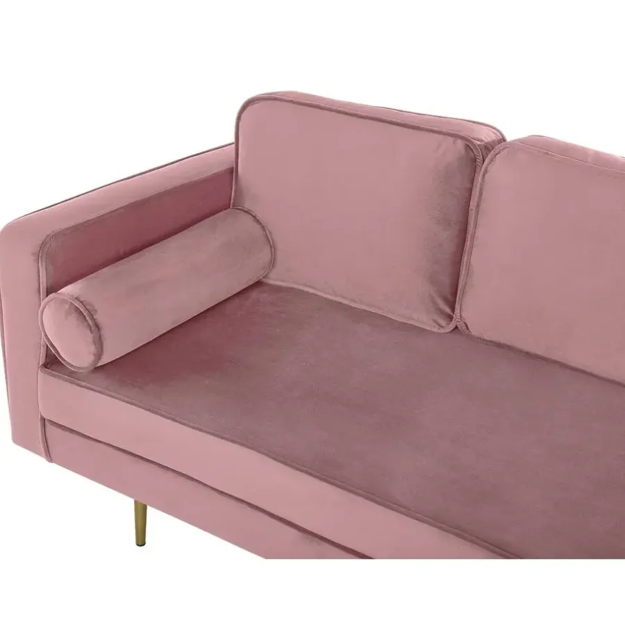 Beliani MIRAMAS - Chaise longue - Roze - Linkerzijde - Fluweel