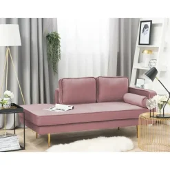 Loveseats-Beliani MIRAMAS - Chaise longue - Roze - Rechterzijde - Fluweel