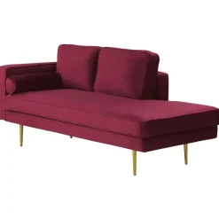 Loveseats-Beliani MIRAMAS - Chaise longue - Rood - Linkerzijde - Fluweel
