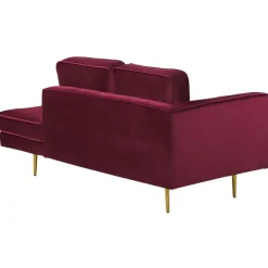 Loveseats-Beliani MIRAMAS - Chaise longue - Rood - Linkerzijde - Fluweel