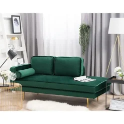 Loveseats-Beliani MIRAMAS - Chaise longue - Smaragdgroen - Linkerzijde - Fluweel