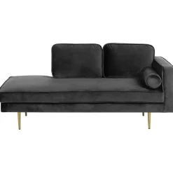 Beliani MIRAMAS - Chaise longue - Zwart - Rechterzijde - Fluweel
