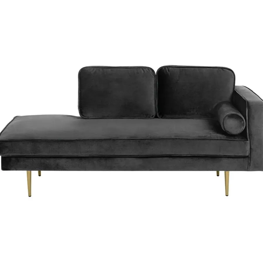 Beliani MIRAMAS - Chaise longue - Zwart - Rechterzijde - Fluweel