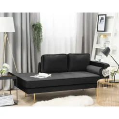 Beliani MIRAMAS - Chaise longue - Zwart - Rechterzijde - Fluweel