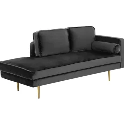 Beliani MIRAMAS - Chaise longue - Zwart - Rechterzijde - Fluweel