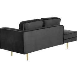 Beliani MIRAMAS - Chaise longue - Zwart - Rechterzijde - Fluweel