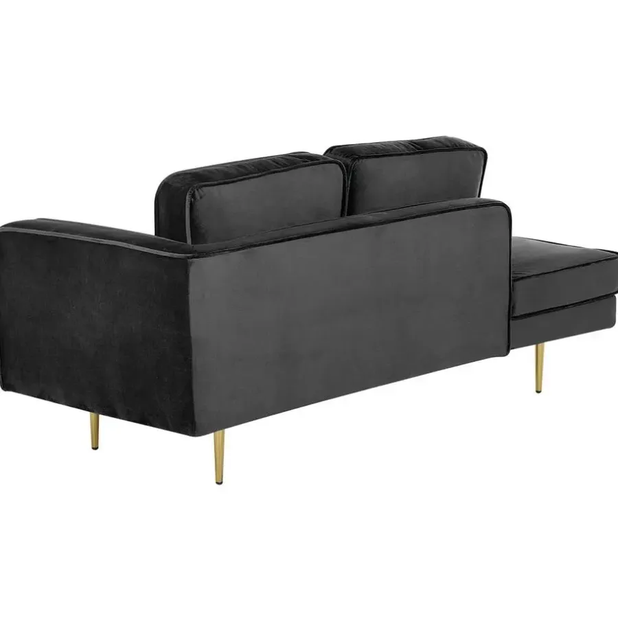 Beliani MIRAMAS - Chaise longue - Zwart - Rechterzijde - Fluweel