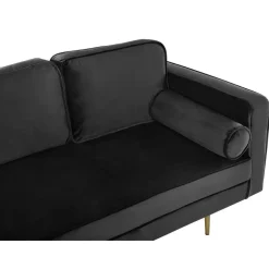 Beliani MIRAMAS - Chaise longue - Zwart - Rechterzijde - Fluweel