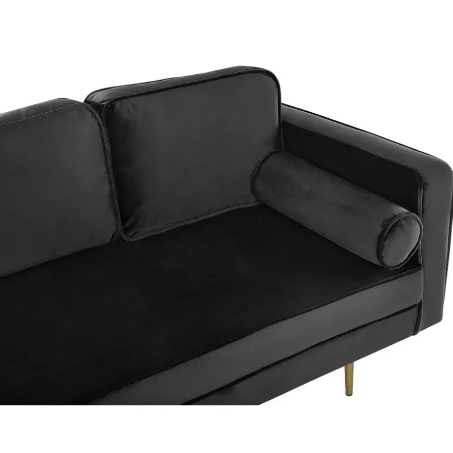 Beliani MIRAMAS - Chaise longue - Zwart - Rechterzijde - Fluweel