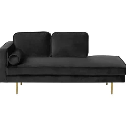 Beliani MIRAMAS - Chaise longue - Zwart - Linkerzijde - Fluweel