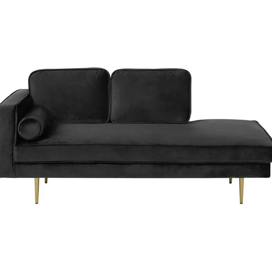 Beliani MIRAMAS - Chaise longue - Zwart - Linkerzijde - Fluweel