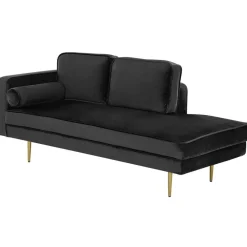 Beliani MIRAMAS - Chaise longue - Zwart - Linkerzijde - Fluweel