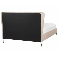 Beliani MIRIBEL - Tweepersoonsbed - Taupe - 140x200 - Fluweel
