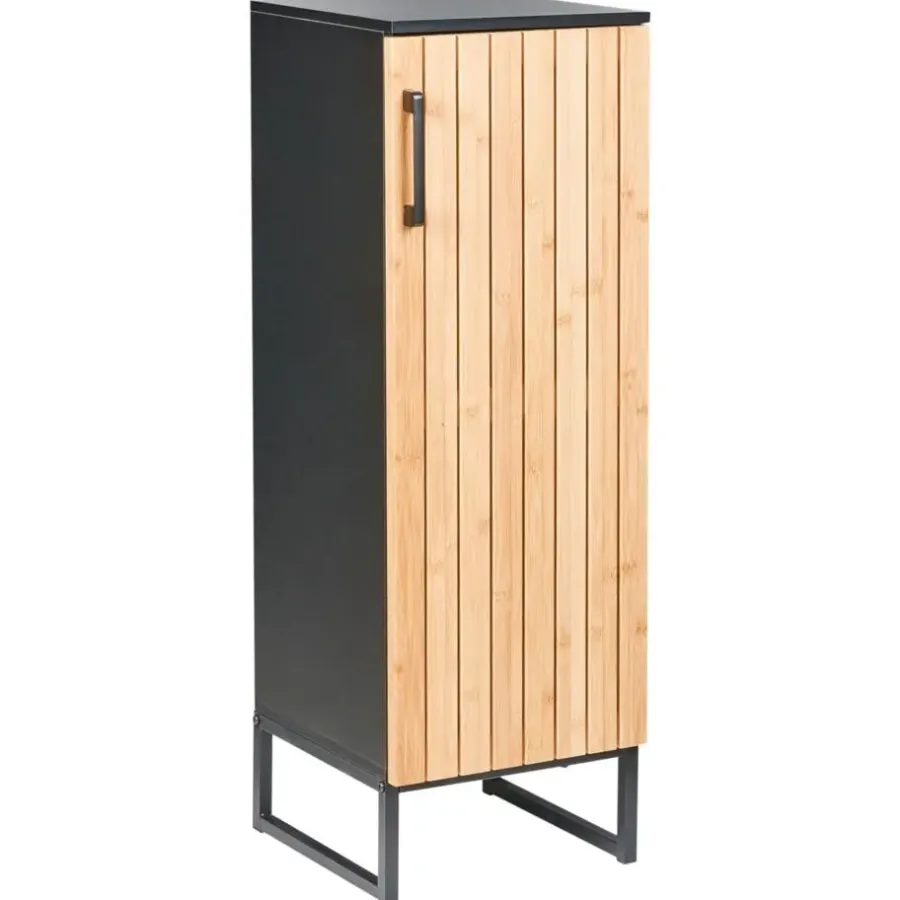 Leen Bakker MISCANTI - Badkamerkast - Lichtbruin/Zwart - 30 x 90 cm - Bamboehout