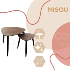 MISOU Bijzettafel Set van 2 - Bruin